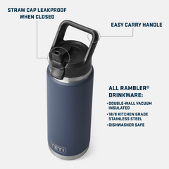 26 oz Water Bottle, Black, large