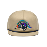 Flat Brim Rope Hat, Khaki, large