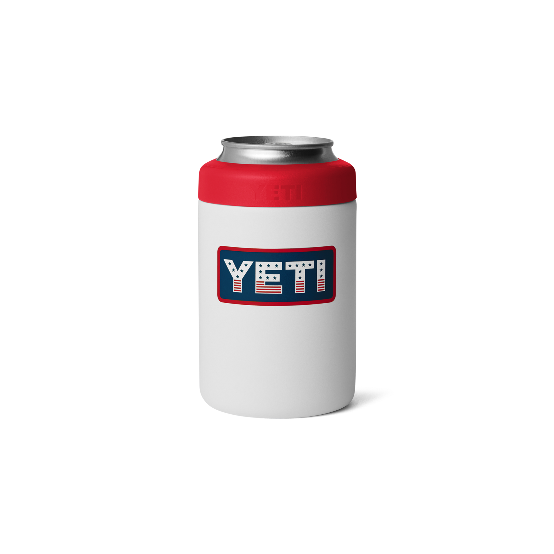 12 oz Colster® Can Cooler, White/Rescue Red Badge, large