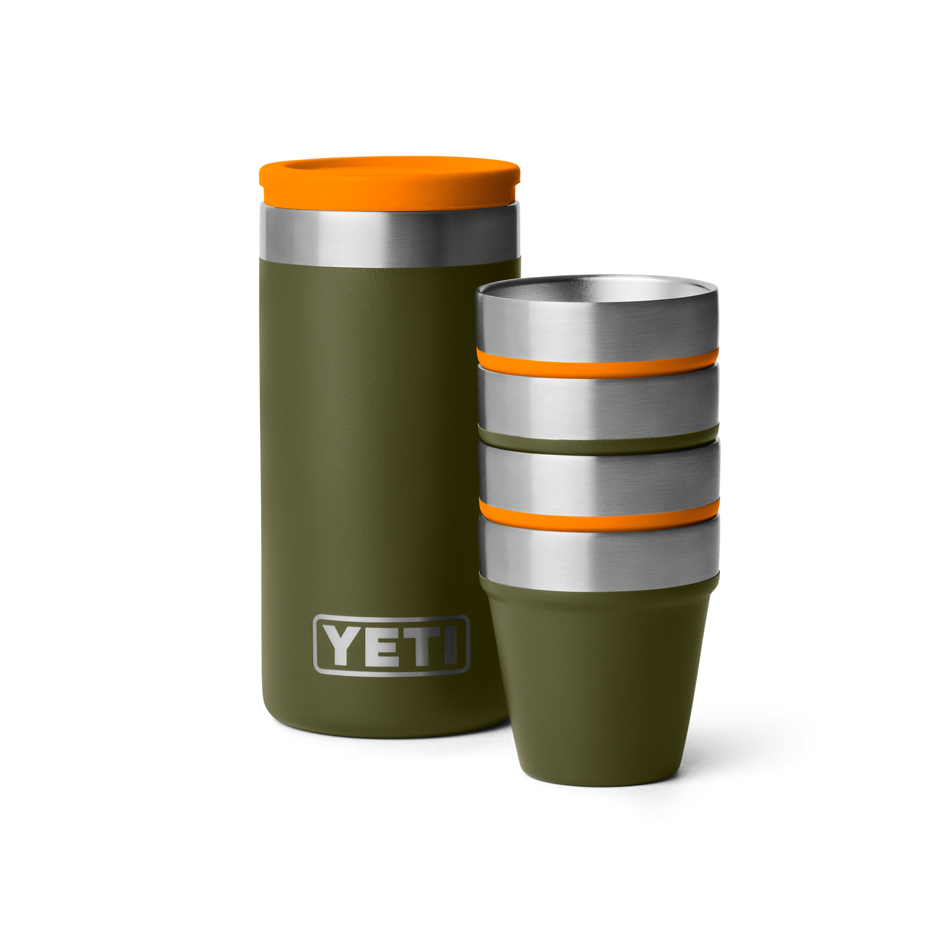 Shot Glasses, Olive/King Crab Orange, large