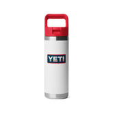 18 oz Water Bottle, White/Rescue Red Badge, large