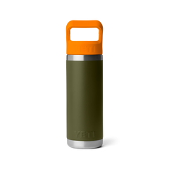 18 oz Water Bottle, Olive/King Crab Orange, large
