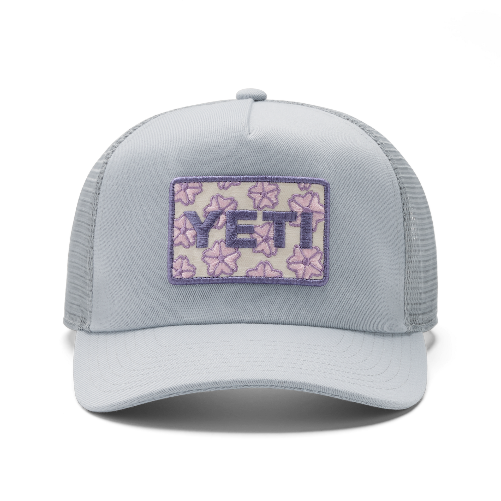 Cherry Blossom Trucker Hat, Gray, large