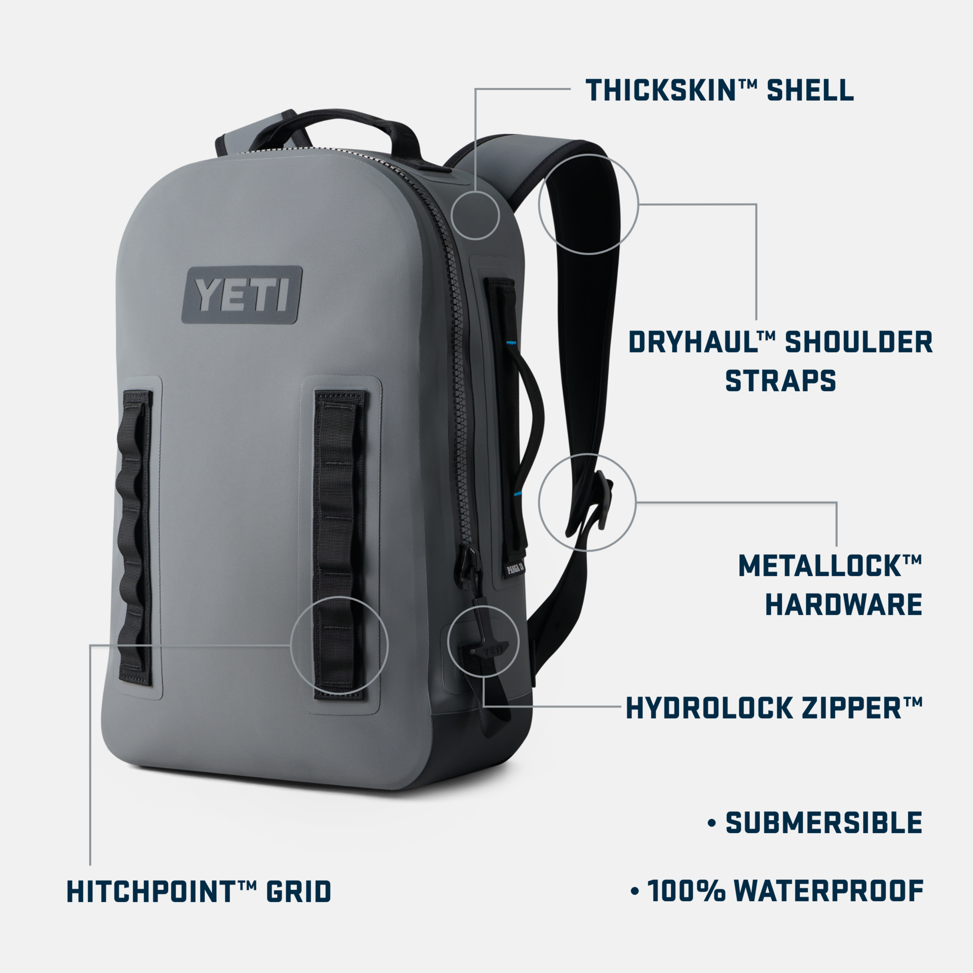 28L Waterproof Backpack, Storm Gray, large