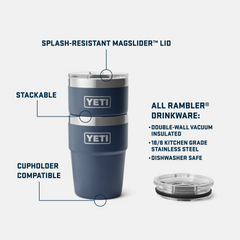 16 oz Stackable Cup, Navy Badge, large