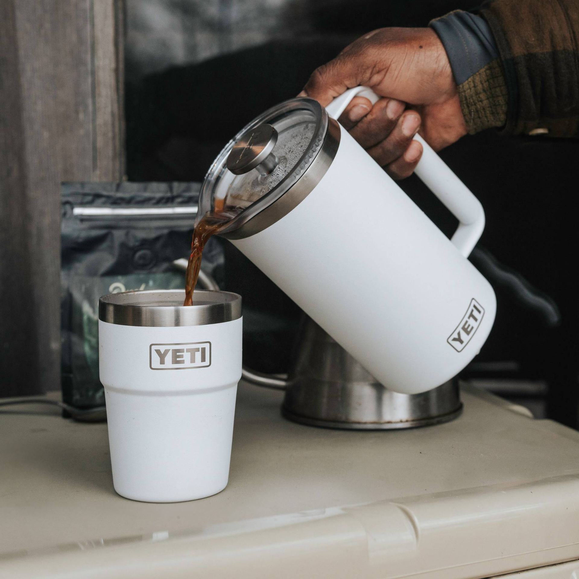 34 oz French Press, White, large