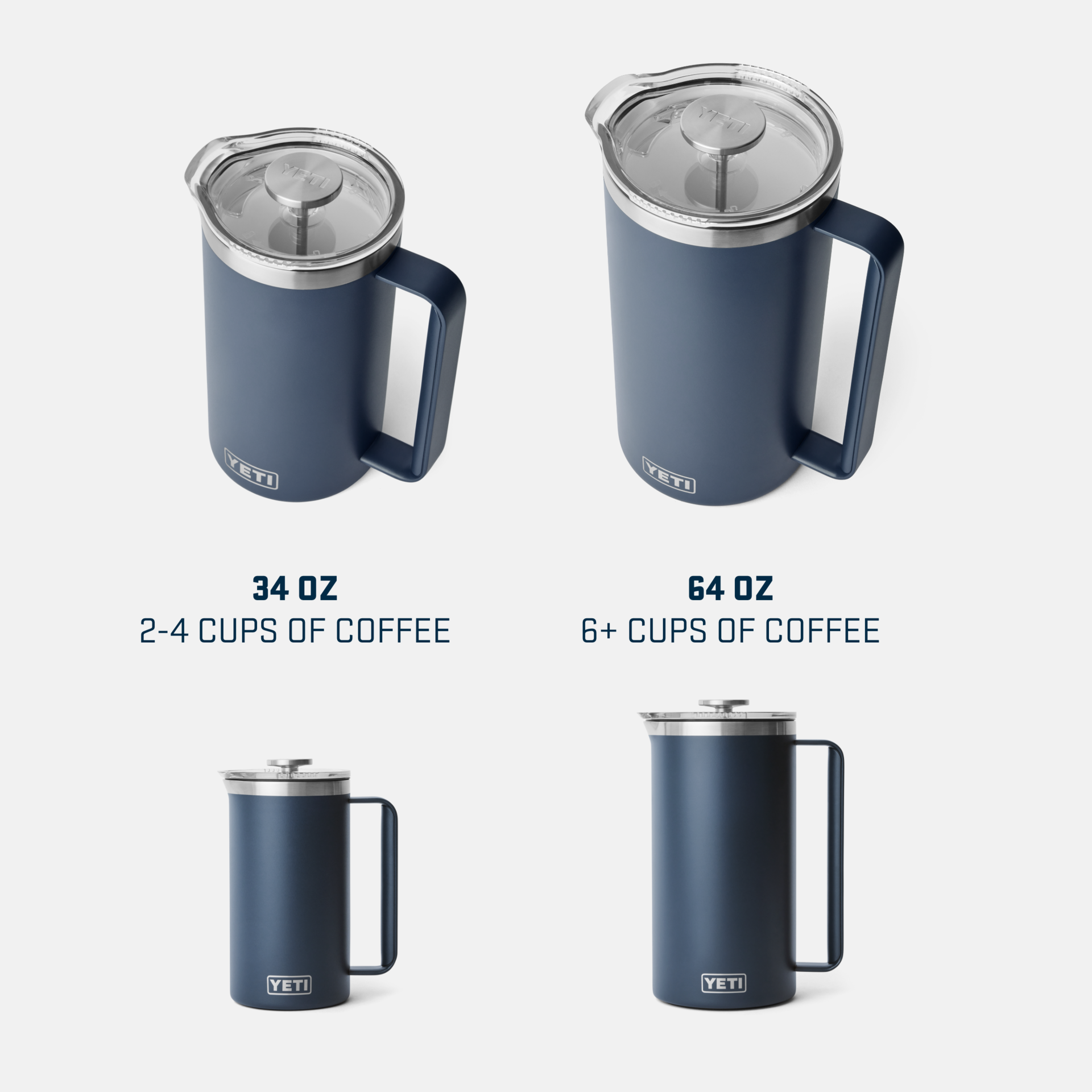 64 oz French Press, White, large