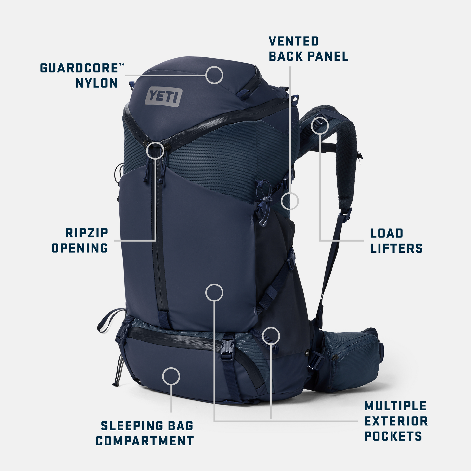 50L Men's Hiking Pack, Ridgeline, large