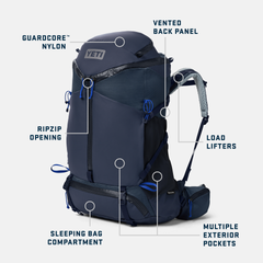 60L Women's Hiking Pack, Classic Navy, large
