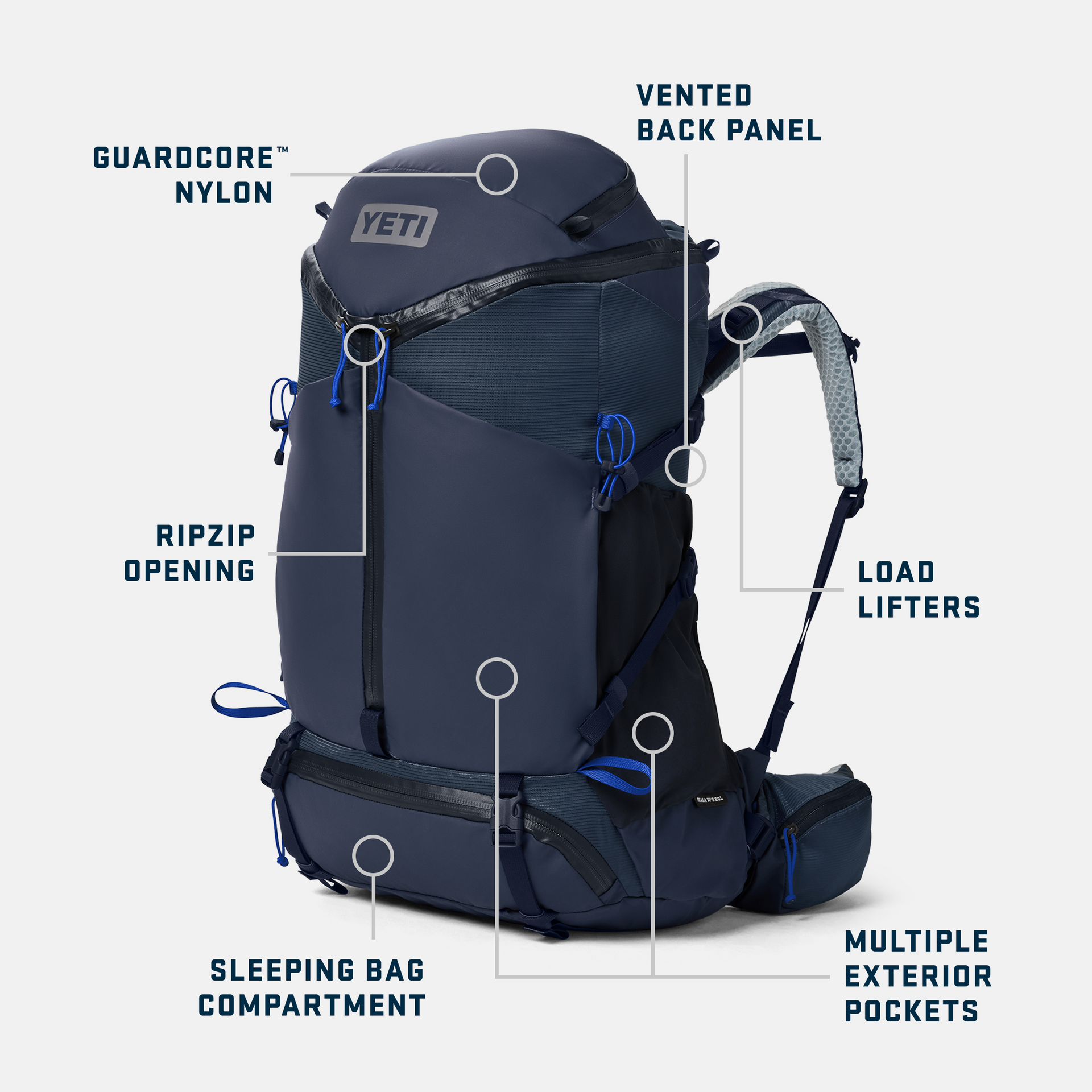 60L Women's Hiking Pack, Classic Navy, large