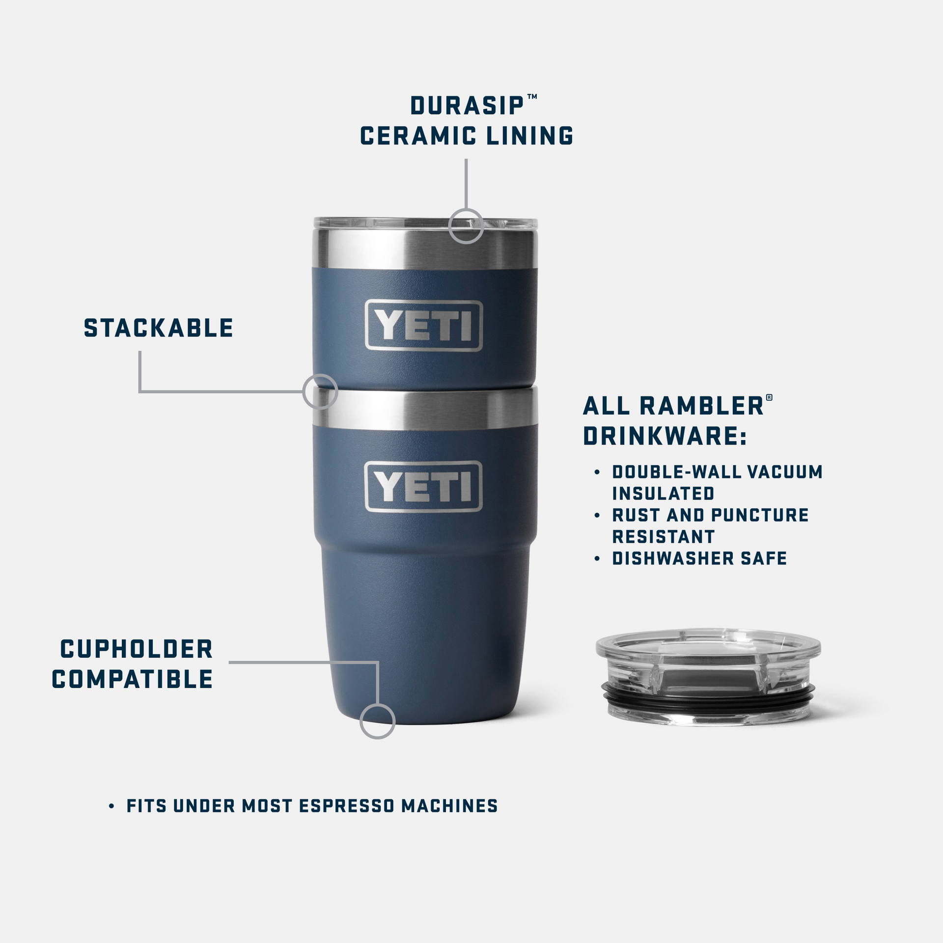 8 oz Stackable Cup, Black, large