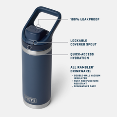18 oz Water Bottle, White, large