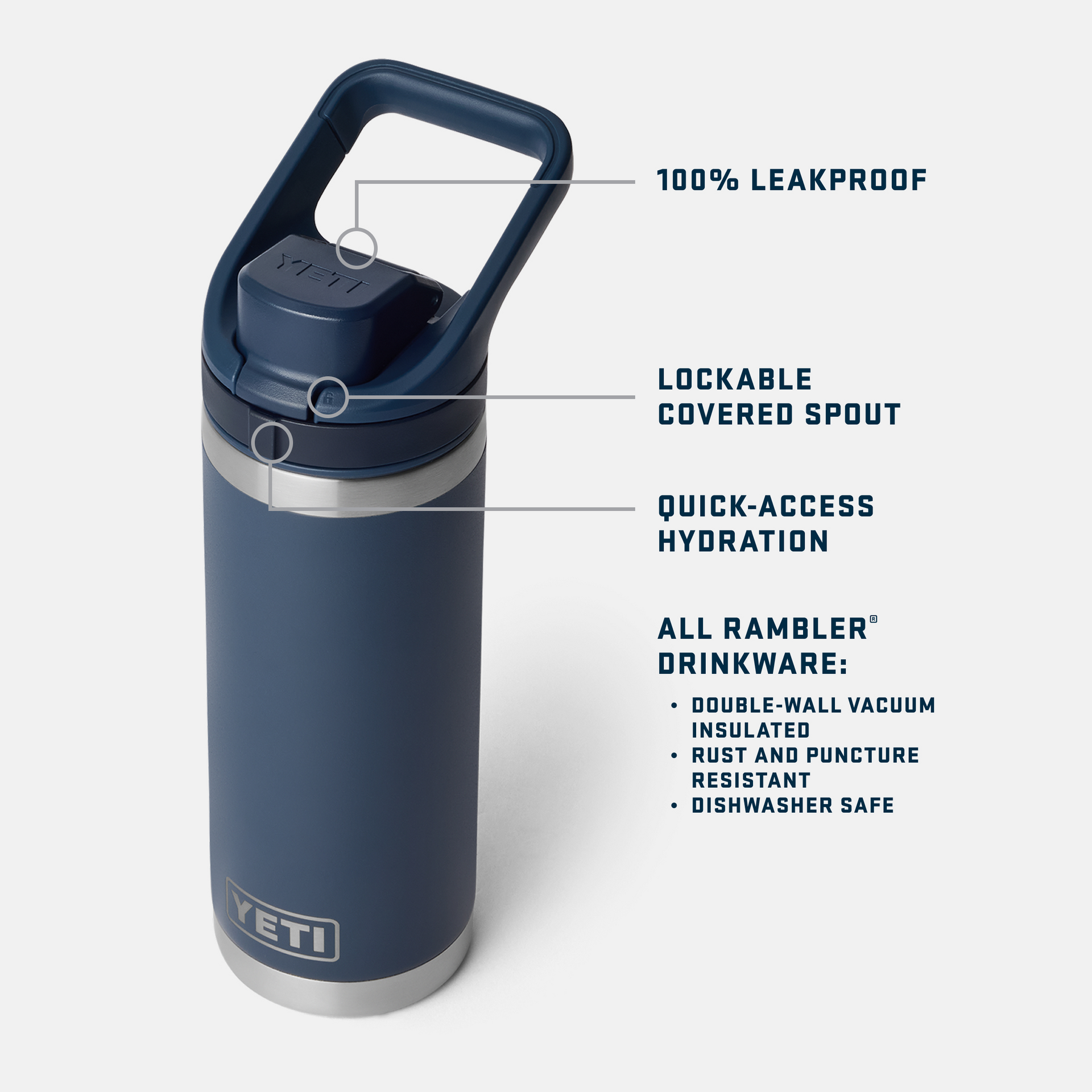 18 oz Water Bottle, Royal Blue, large