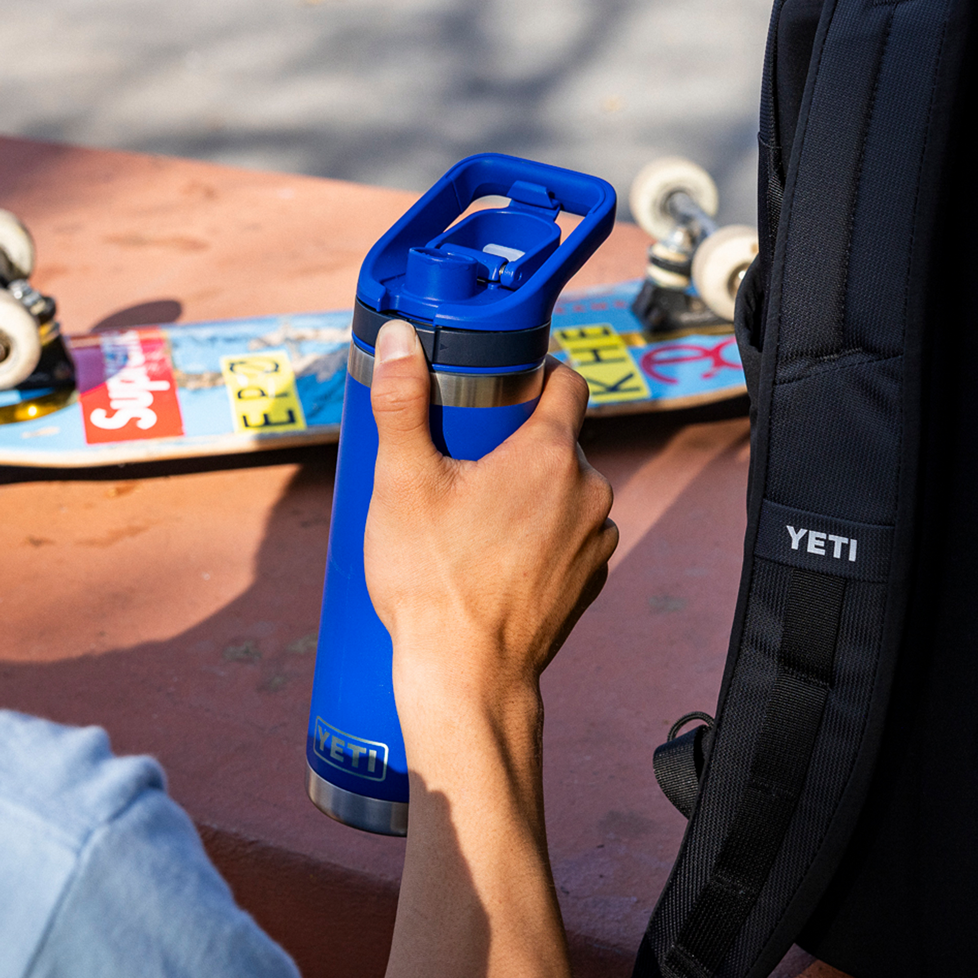 18 oz Water Bottle, Royal Blue, large