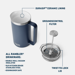 34 oz French Press, Tropical Pink, large