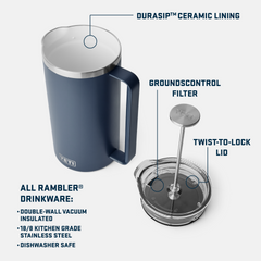64 oz French Press, White, large