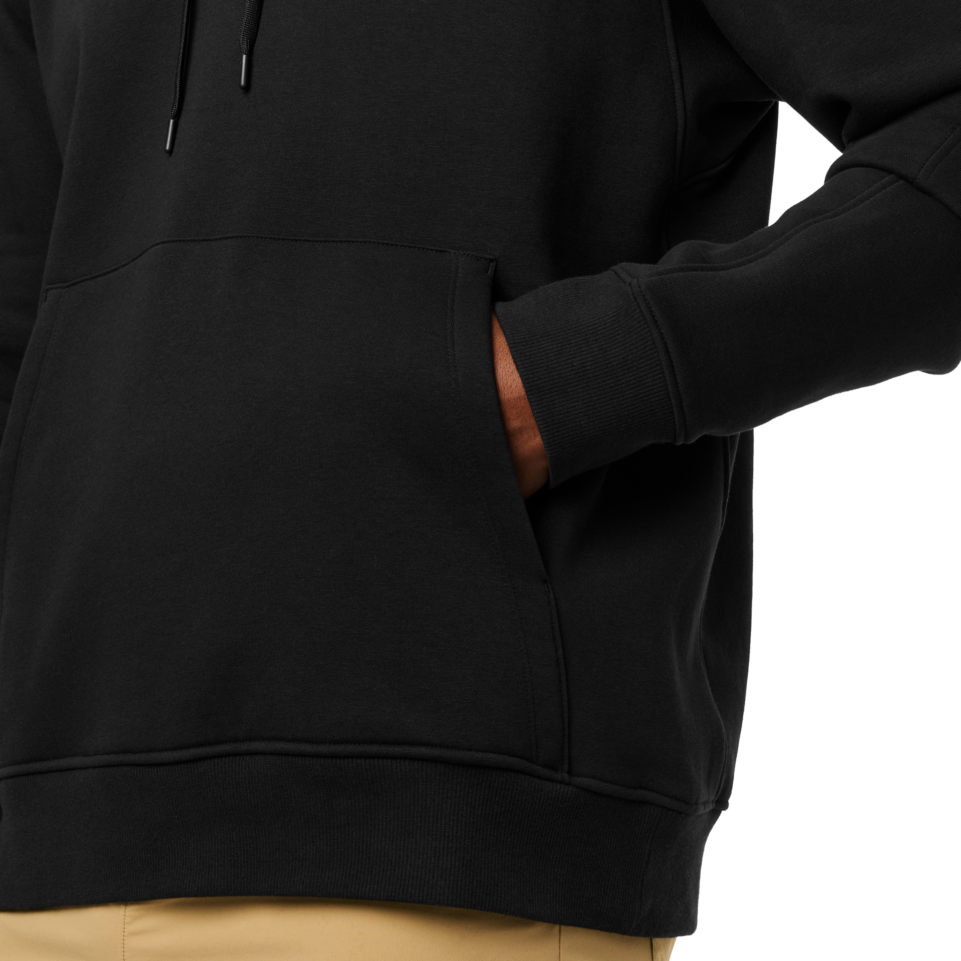 Pullover Fleece Hoodie, Black, large