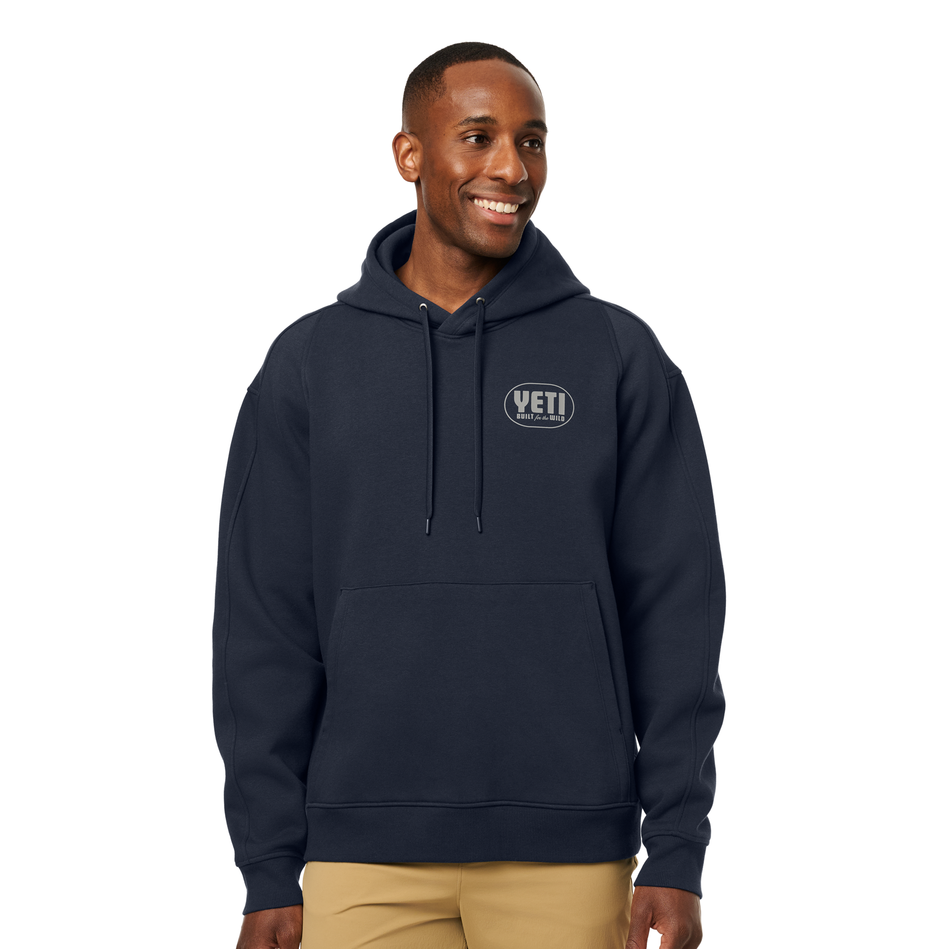 Pullover Fleece Hoodie, Navy, large