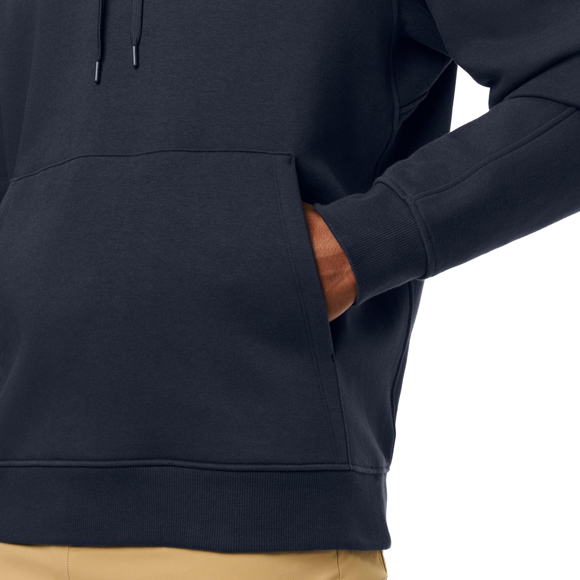 Pullover Fleece Hoodie, Navy, large