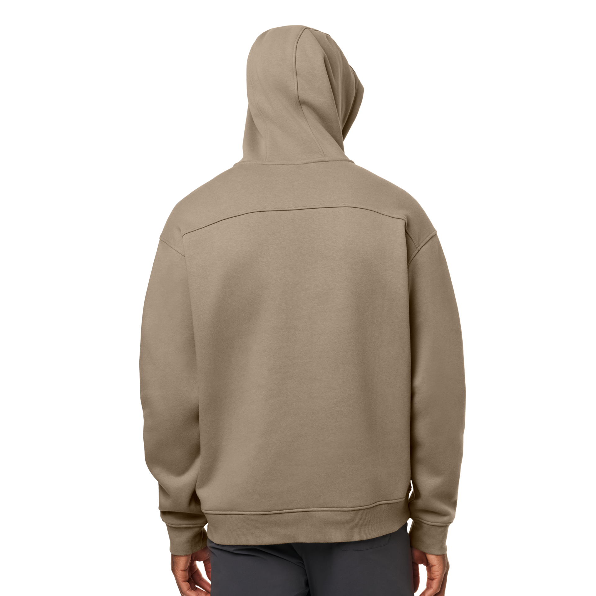 Pullover Fleece Hoodie, Taupe, large