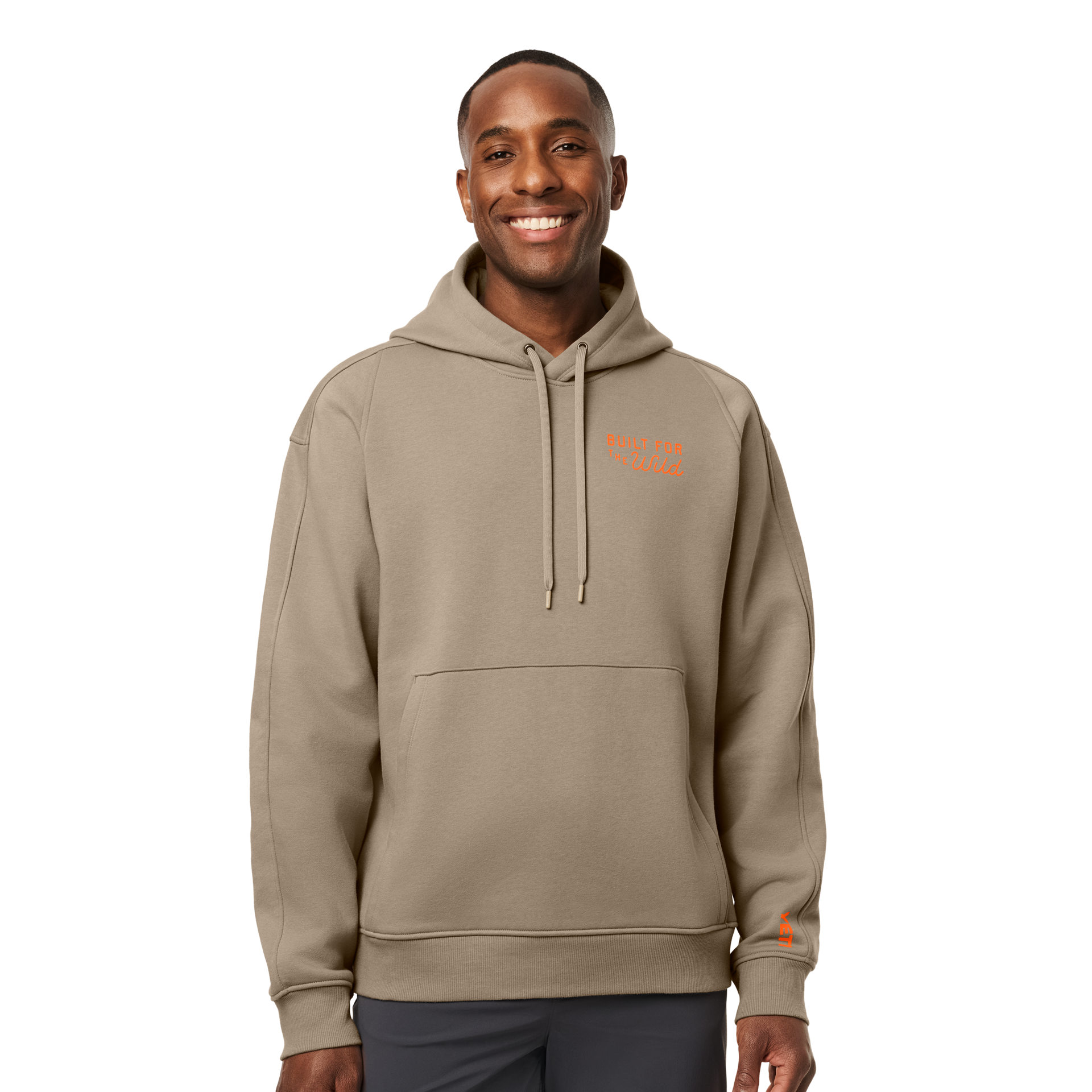 Pullover Fleece Hoodie, Taupe, large