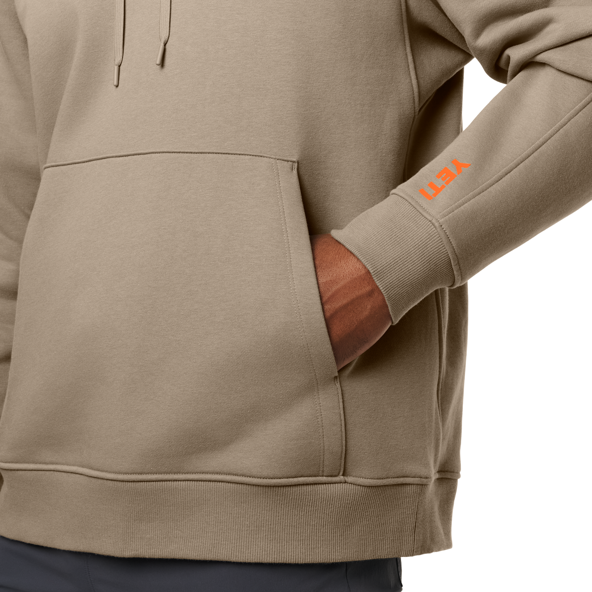 Pullover Fleece Hoodie, Taupe, large