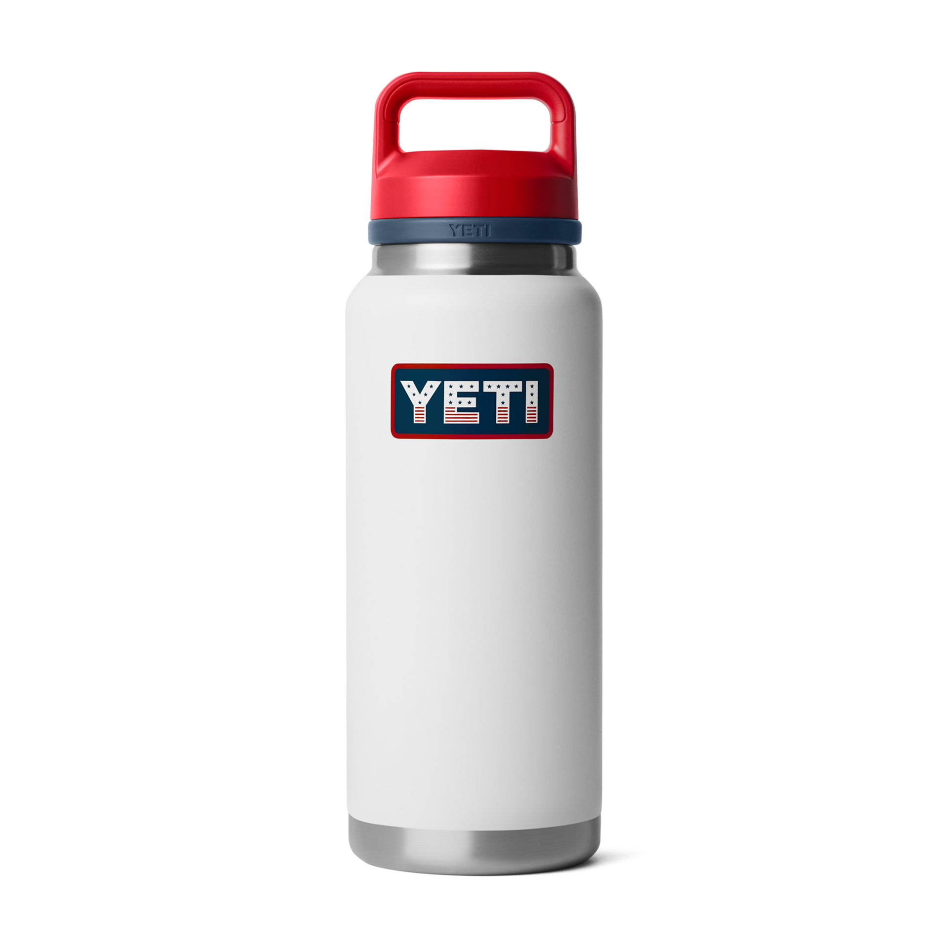 36 oz Water Bottle, White/Rescue Red/Navy Badge, large