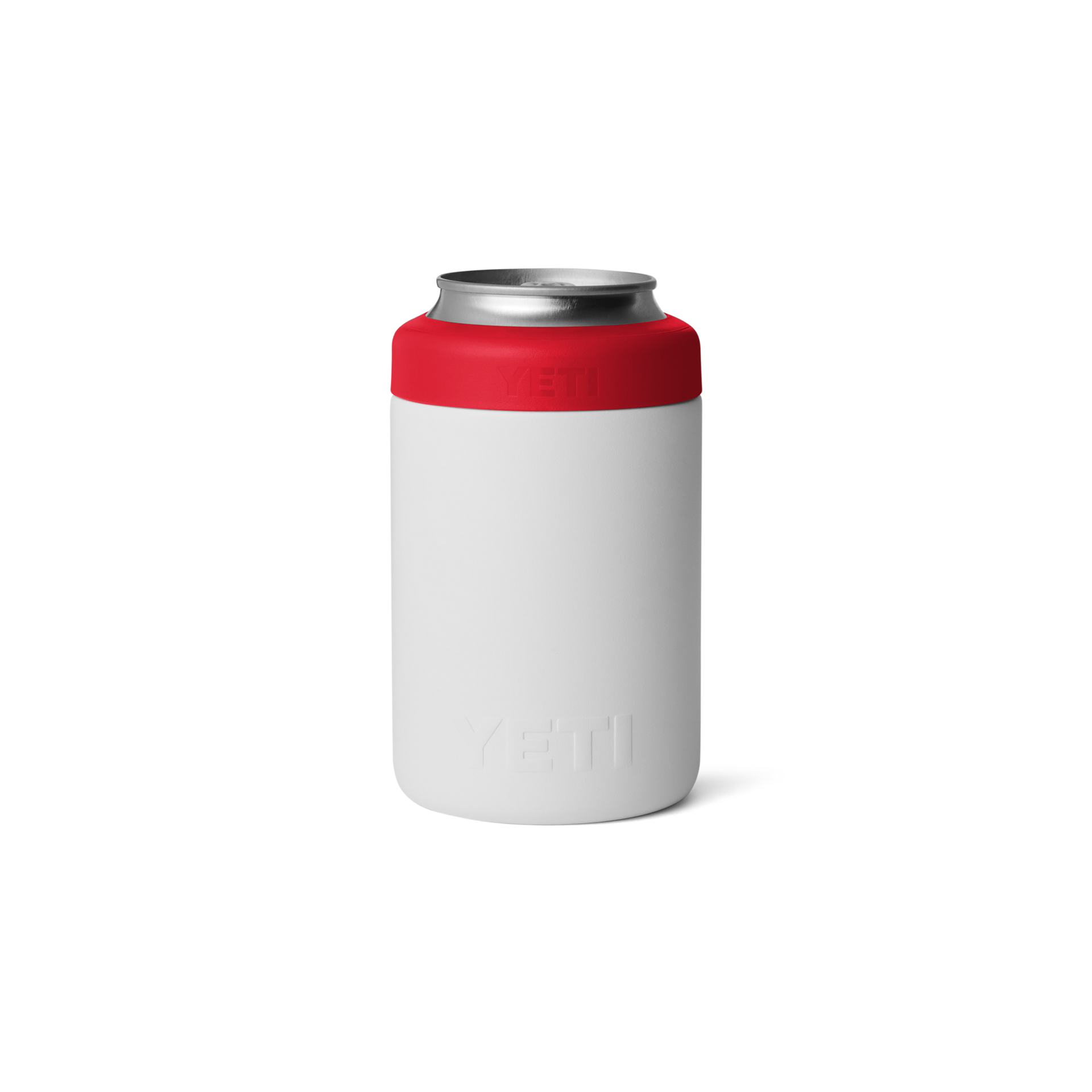 12 oz Colster® Can Cooler, White/Rescue Red Badge, large