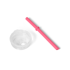 Small Silicone Straw Lid, Tropical Pink, large