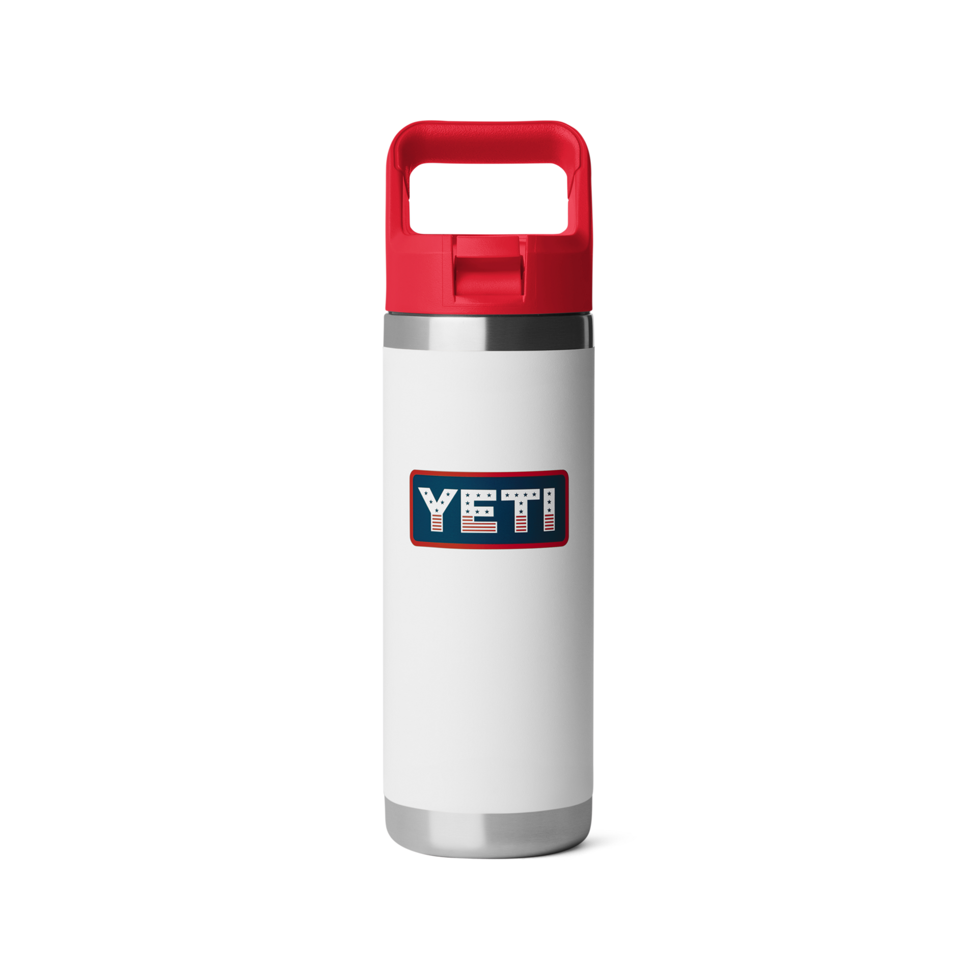 18 oz Water Bottle, White/Rescue Red Badge, large