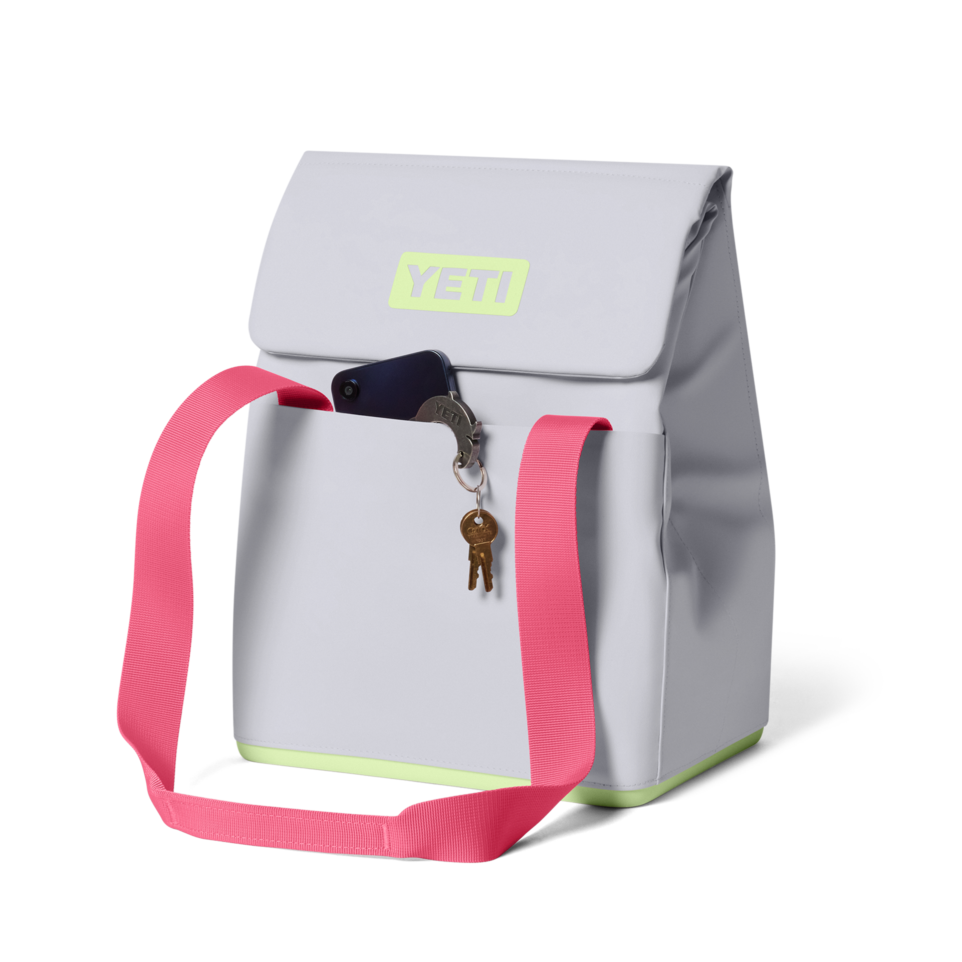 14L Insulated Tote Bag, Mist/Pink/Grasshopper, large