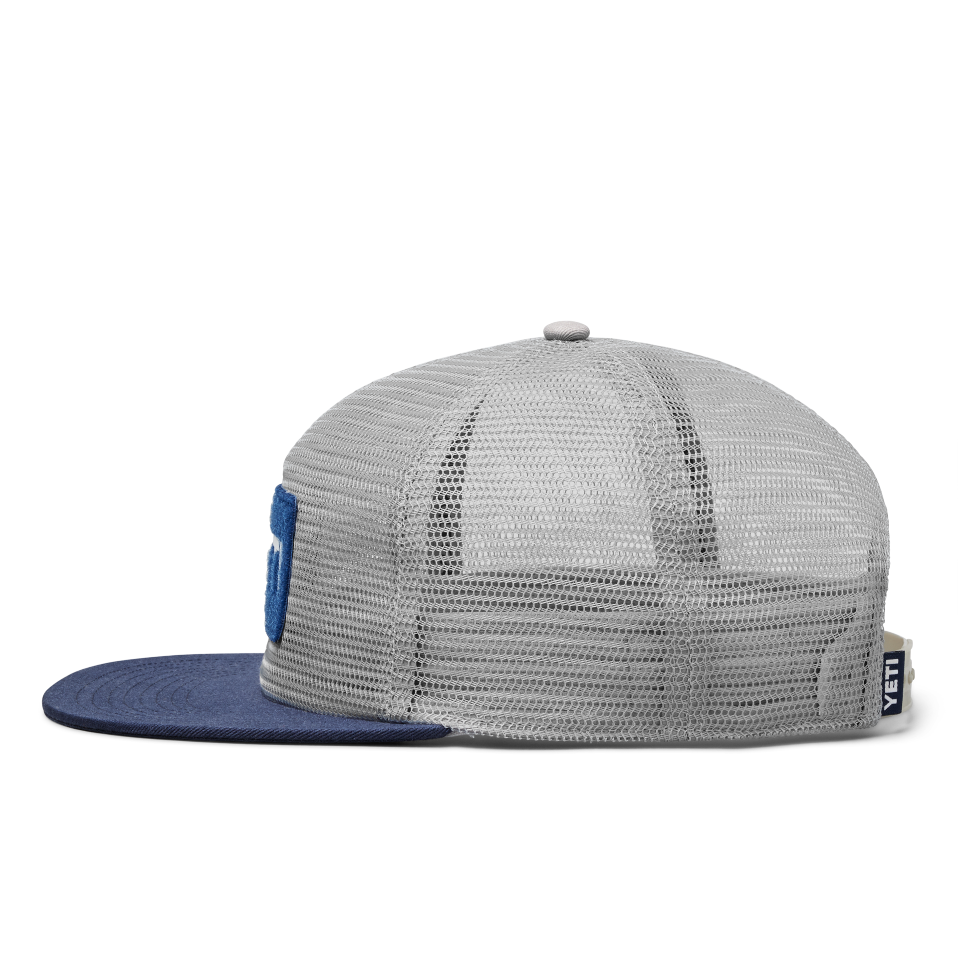 Flat Brim Mesh Hat, Gray/Navy, large
