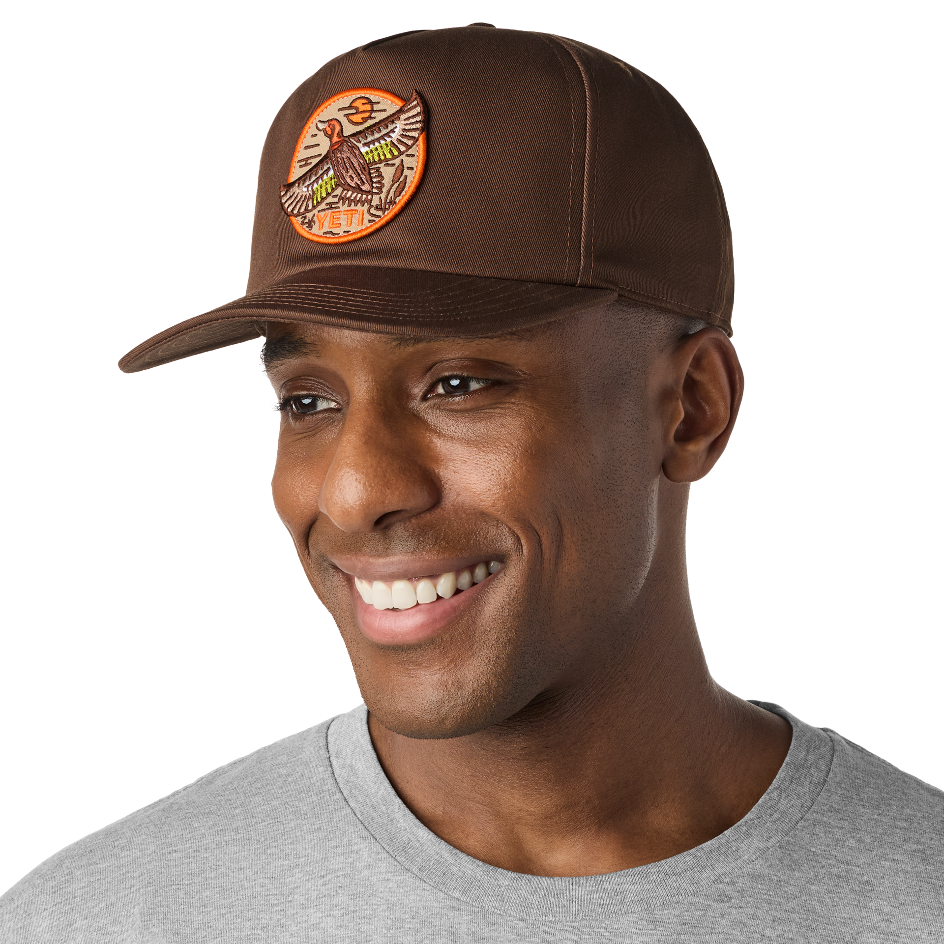 Flat Brim Hat, Dark Brown, large