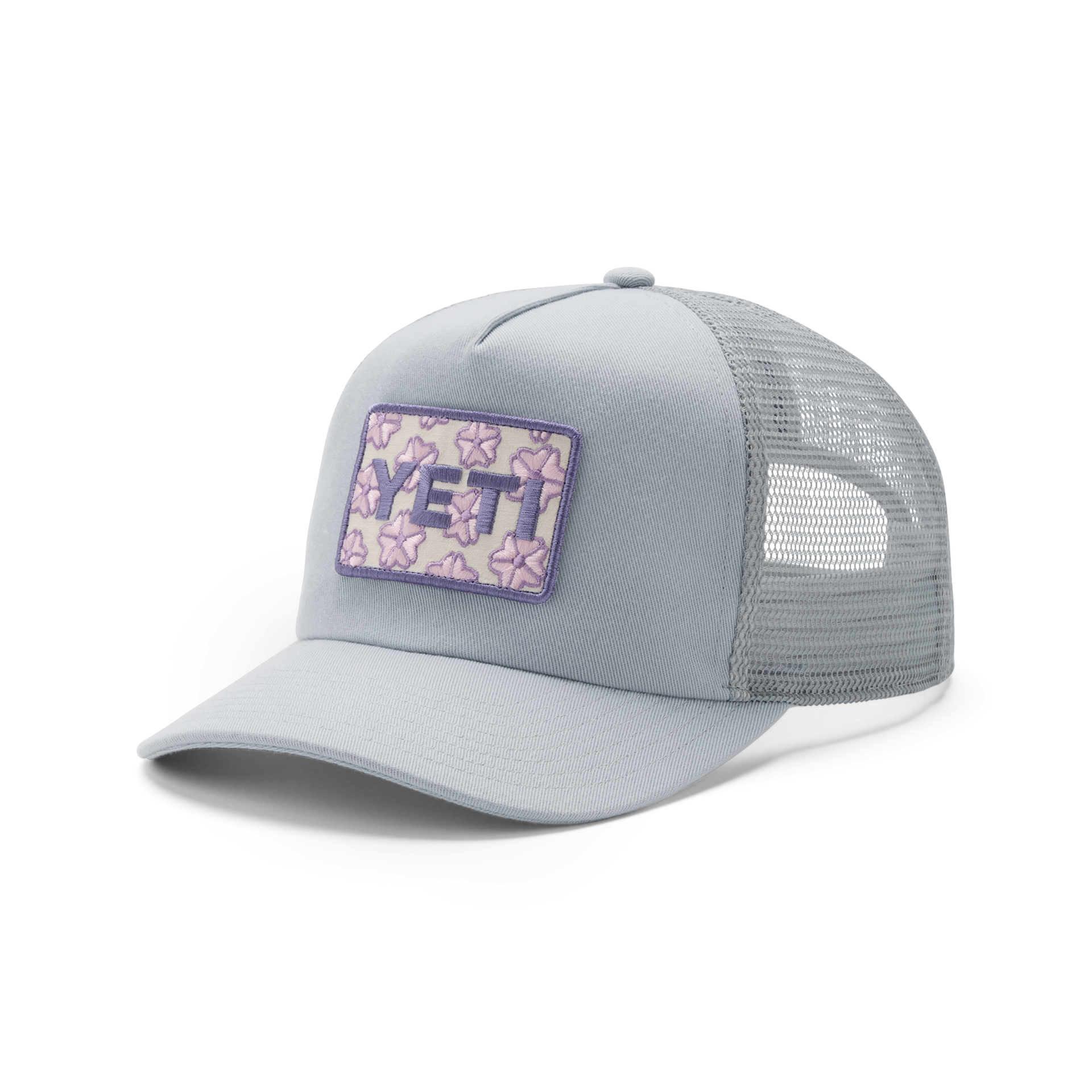 Cherry Blossom Trucker Hat, Gray, large