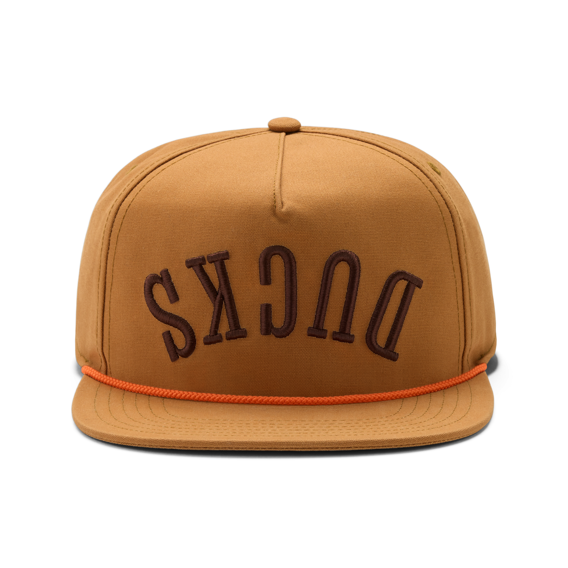 Flat Brim Rope Hat, Brown, large
