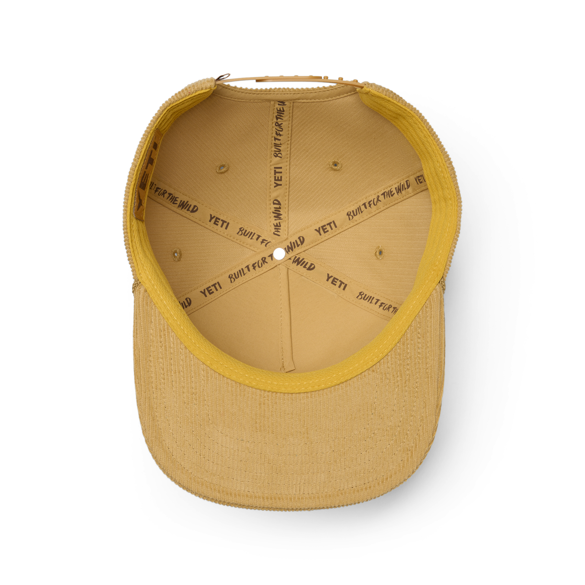 Corduroy Flat Brim Rope Hat, Brown, large