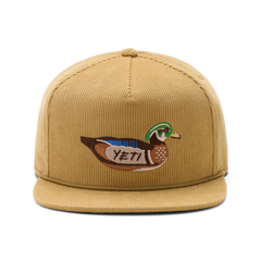 Corduroy Flat Brim Rope Hat, Brown, large