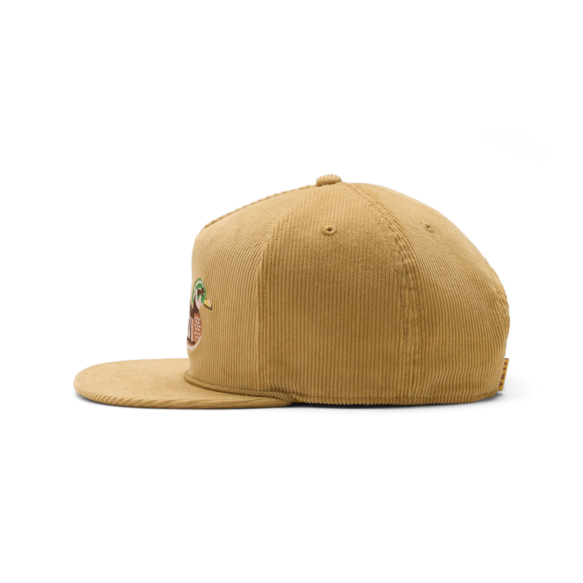 Corduroy Flat Brim Rope Hat, Brown, large